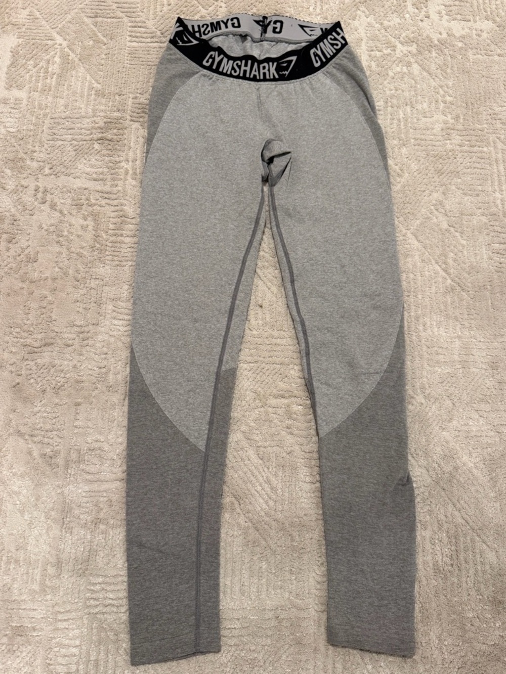 Gymshark Gray Two-Tone Seamless Leggings with Logo Waistband